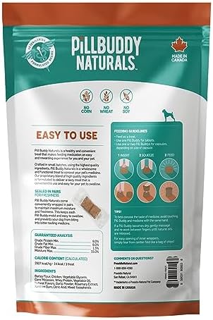 Presidio Earthly Pill Buddy Naturals - Chicken Recipe Pill Hiding Treats for Dogs - Make A Perfect Pill Concealing Pocket Or Pouch for Any Size Medication - 90 Servings