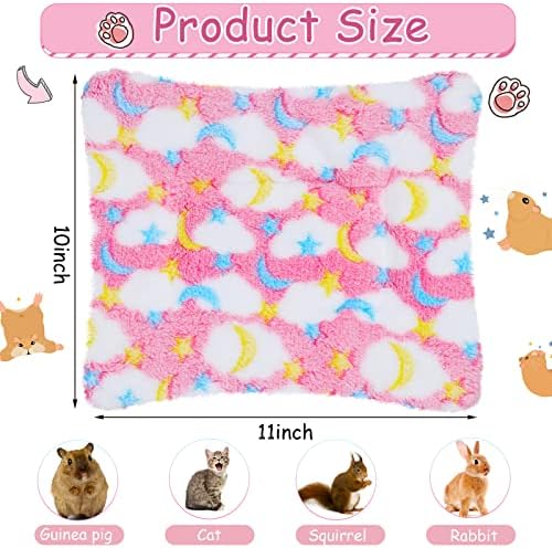 Jetec 4 Pcs Guinea Pig Bed Pads Moon and Star, 10 x 11 Inch Plush Mat