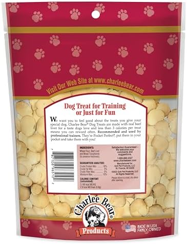 Charlee Bear Original Crunch Beef Liver Dog Treats, 16 oz - Made in the USA, Natural Training Treats for Dogs