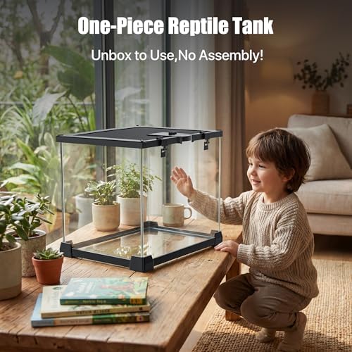 15 Gallon Fully Assembled Glass Reptile Enclosure, 20" x 12" x 14"
