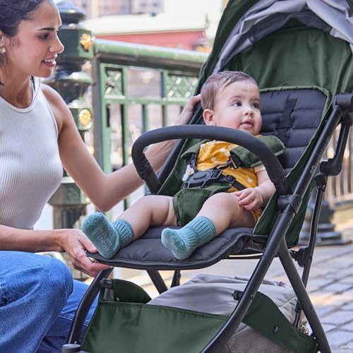 Ingenuity 3Dquickclose CS+ Compact Fold Stroller – Lightweight Stroller with Oversized Canopy, Extra-Large Storage and Compact Fold, Forest