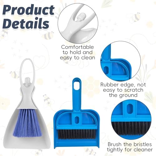 PINVNBY Mini Dustpan and Brush Set, Cage Cleaner for Guinea Pigs, Cats, Hedgehogs, Hamsters, Chinchillas, Rabbits, Reptiles, and Other Small Animals 2 Pack Mini Hand Broom and Dustpan