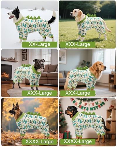 CuteBone Dinosaur Costume Dog Pajamas, Stretchy Spandex Crystal Velvet Sleepwear Coat for Small Dogs, Soft & Warm Pet Outfit Clothes for Cold Weather, Cozy Pullover Design COSP05-3XL