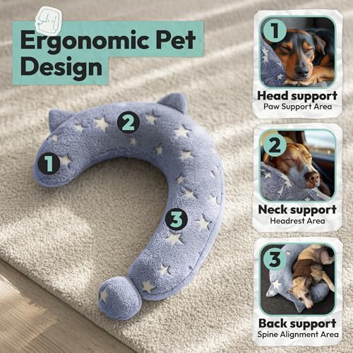 Dog Calming Pillow, Glow in The Dark Dog Put Head on, Soft Question Mark Pillows for Dogs, Kids, Adults, Washable Dog Bed Pillow, Cozy Dog Body Pillow Gifts (M Glow Blue)