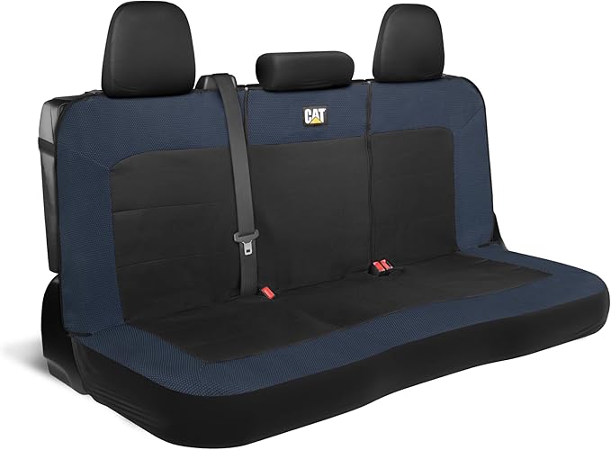 Cat MeshFlex Blue & Black Rear Seat Cover for Car โ Durable Canvas & Mesh Design 60/40 Split Bench Protector for Cars, Trucks & SUVs โ Back Seat Cover for Rear Bench โ Interior Car Accessory