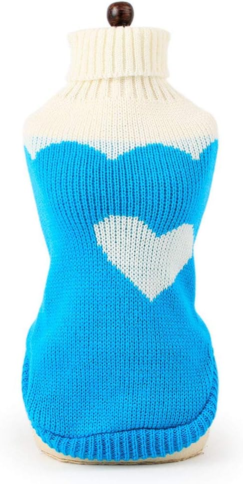 CHBORCHICEN Pet Dog Sweaters Classic Knitwear Turtleneck Winter Warm Puppy Clothing Cute Strawberry and Heart Doggie Sweater (Sky Blue, XX-Small)