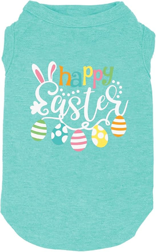 Happy Easter Shirts for Dog Funny Print Vest for Small Medium Large Dogs Soft and Light-Weight T Shirts Gift for Puppy(Mintgreen01,XX-Large)