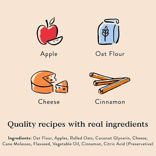 Bocce's Bakery Apple Juice Box Treats for Dogs, Wheat-Free Everyday Dog Treats, Made with Real Ingredients, Baked in The USA, Natural Soft & Chewy Cookies, 6 oz