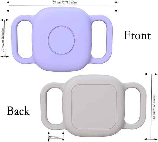 Waterproof Dog Collar Holder for Tile Life360 Mate 2024/2022 Tracker,2 Pack Anti Lost Soft Silicone Case for cat pet Necklace, Protective Cover Accessories for Tile Tracker Finder (Purple/Gray)