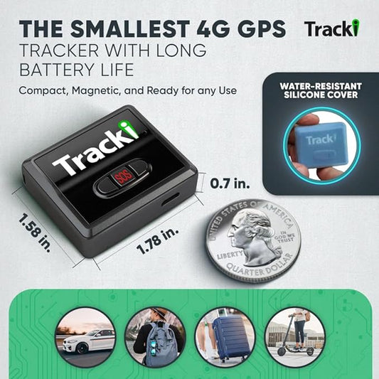 Tracki GPS Tracker for Vehicles – Real-Time 4G LTE Assets & Car Tracking Device with App, Magnetic Mount, Compact Design, Worldwide Coverage – iOS & Android (Tracker 6-mo Subscription Incl.)