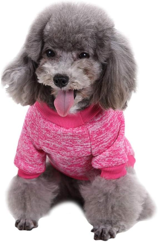 Jecikelon Dog Clothes Dogs Sweater Soft Puppies Clothing Winter Puppy Sweaters Warm Outfit for Dogs Small XXS XS Cat Apparel (Large, Rose red)