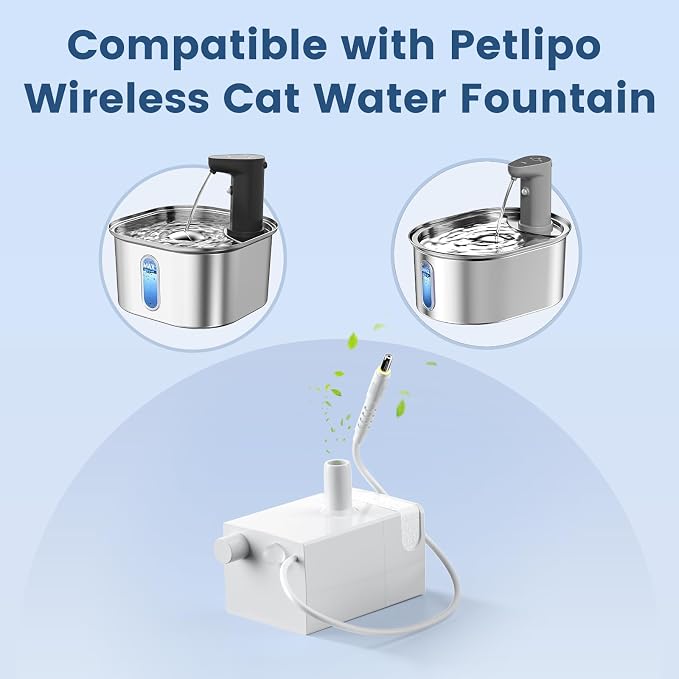 Water Pump with Shortage Alert Sensor and LED Light for Petlipo Wireless Cat Water Fountain