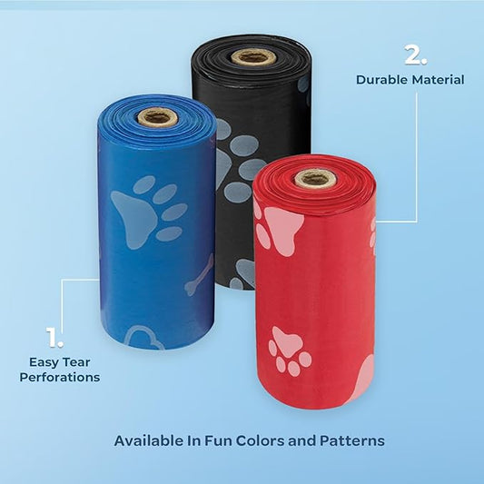 Best Pet Supplies Dog Poop Bags for Waste Refuse Cleanup, Doggy Roll Replacements for Outdoor Puppy Walking and Travel, Leak Proof and Tear Resistant, Thick Plastic - Assorted, 150 Bags