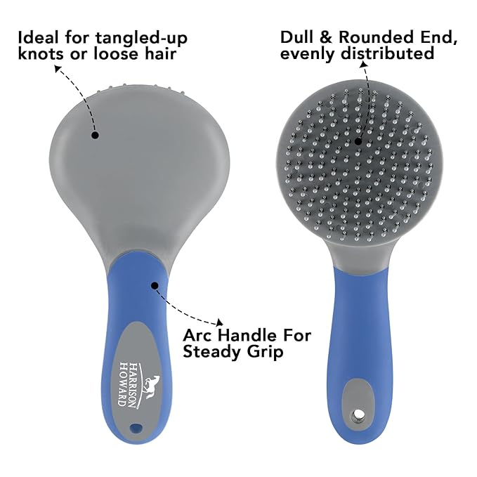 Harrison Howard ShineWell Humanized Design Non-Slip Ultra-Soothing Mane and Tail Brush for Horse