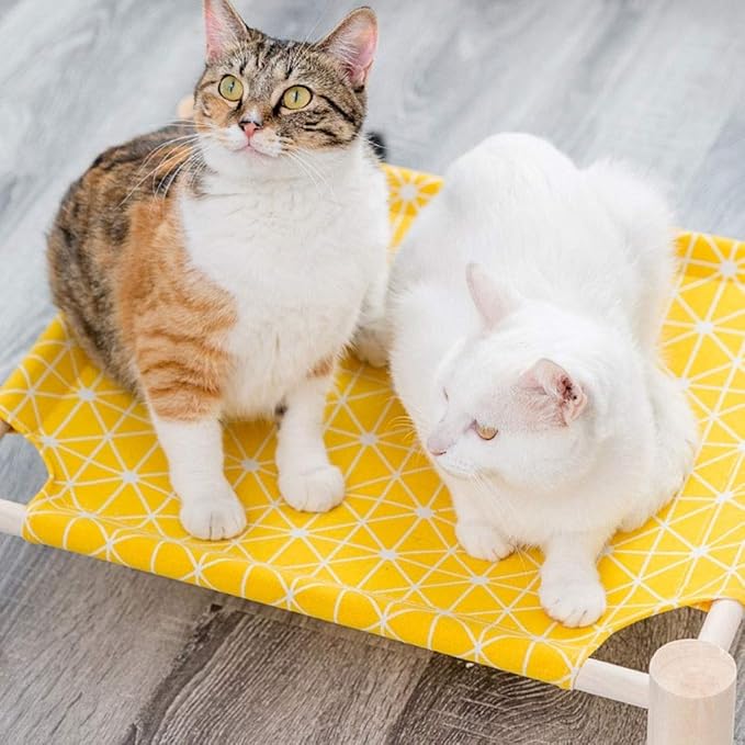 Cat Litter Four Seasons Universal Removable and Removable Cat Bed Cat Litter Cat Supplies Pet Bed Hammock Kennel Dog Bed Yellow Grid (17.5 Kg Cat and Dog Unive