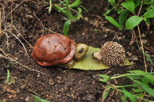 Top Collection Enchanted Story Fairy Garden Turtle and Hedgehog Outdoor Statue