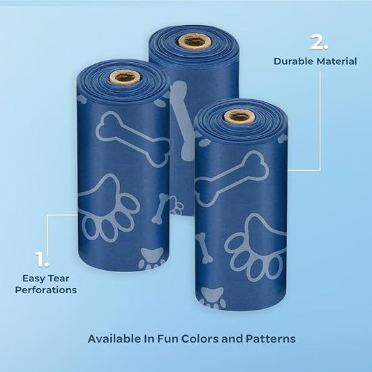 Best Pet Supplies Dog Poop Bags for Waste Refuse Cleanup, Doggy Roll Replacements for Outdoor Puppy Walking and Travel, Leak Proof and Tear Resistant, Thick Plastic - Loyal Blue, 150 Bags