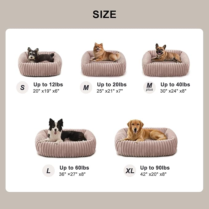 FURTIME Dog Bed for Small Medium Dog, Washable Orthopedic Pet Bed with Removable Cover, Rectangle Soft Calming Sleeping Puppy Bed Durable Pet Cuddler with Anti-Slip Bottom
