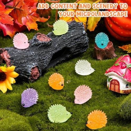 120PCS Luminous Mini Resin Hedgehogs Tiny Resin Hedgehogs for Dollhous