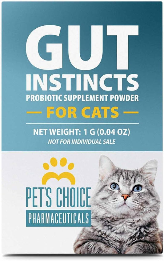 Pet’s Choice Gut Instincts Probiotic Powder Packets for Cats, 30 Count – Daily Digestive & Immune Support with Lactobacillus, Enterococcus, Inulin & Taurine – Chicken Liver Flavor