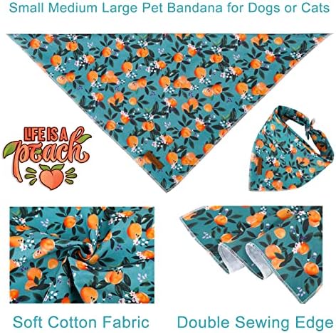 Summer Dog Bandana, Comfortable Cotton Triangle Bid Scarf for Puppy Small Dog, Washable Pet Kerchief for Girl Boy Dogs or Cats, Peach Dogs Bandanas, Cute Classic Puppy Bid Scarf, Green