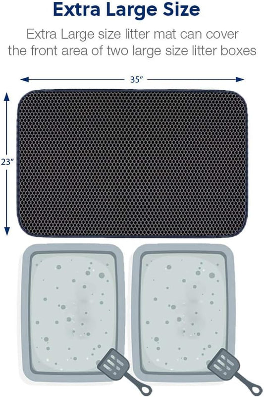 WePet Cat Litter Mat, Kitty Litter Trapping Mat, Honeycomb Double Layer Mats, No Phthalate, Urine Waterproof, Easy Clean, Scatter Control, Catcher Litter Tray Box Rug Carpet