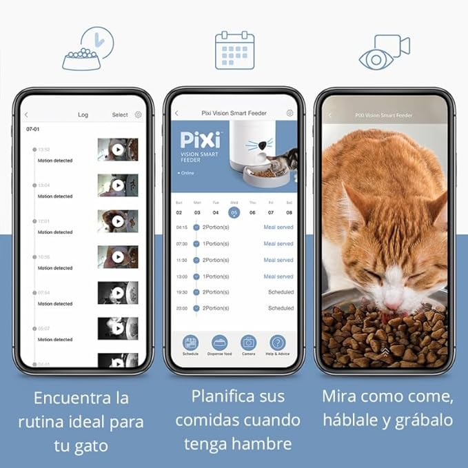 Catit PIXI Vision Smart Feeder – App-Controlled Cat Feeder with Built-in Camera, Motion Detection, Night Vision & Custom Feeding Schedule Monitoring