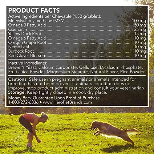 Vet's Best Healthy Coat Shed & Itch Relief Dog Supplements | Relieve Dogs Skin Irritation and Shedding Due to Seasonal Allergies or Dermatitis | 50 Chewable Tablets,(Pack of 2)
