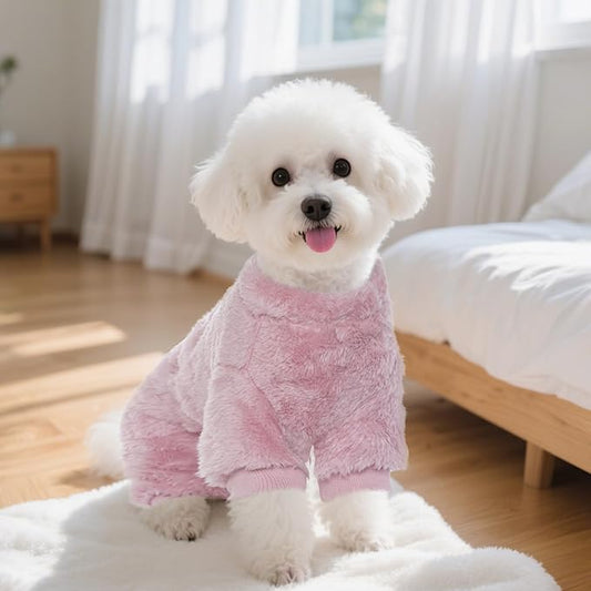 Pistha Plush Dog Pajamas Cute Warm Puppy Crown Pajamas Warm Kitten Winter Jumpsuit Clothes for Small Dogs Cats Girl(M)