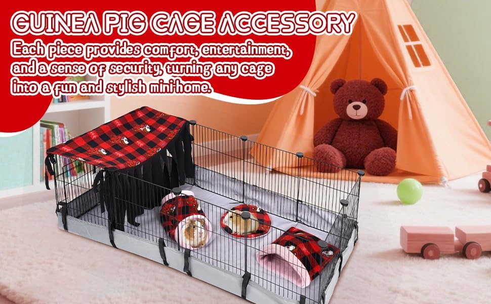 NAPLORD Guinea Pig Hideout, Guinea Pig Fleece Forest,1x2 C&C Fleece Forest for Guinea Pigs, Hedgehog, Bunny,Small Pets