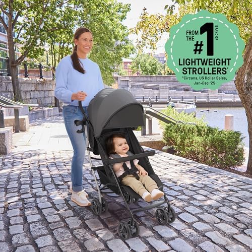 Ingenuity 3Dlite Jewel Convenience Stroller – Lightweight Folding Stroller with Car Seat Compatibility, Extra-Large Canopy & Storage