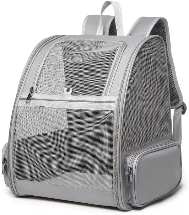Ventilated Cats Dogs Rabbits Carrier Backpack for Small Pets and Puppies – Perfect for Outdoor Adventures and Vet Visits, Ultimate Comfort On-The-Go (Grey)