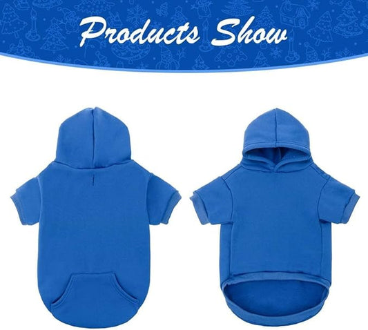 KOOLTAIL Dog Hoodie for Large Medium Small Dogs,Soft and Warm Pet Sweater with Leash Hole and Pocket Boy Girl,Puppy Fall Winter Jacket Clothes,French Pitbull Cold Weather Coat Sweatshirt,Blue XXL