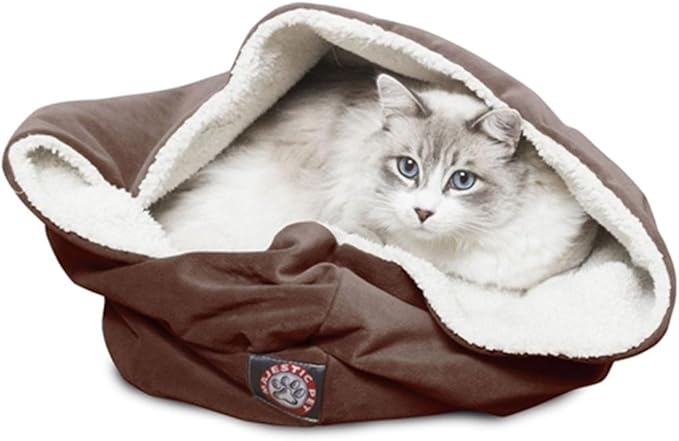 17 inch Chocolate Suede Burrow Cat Bed