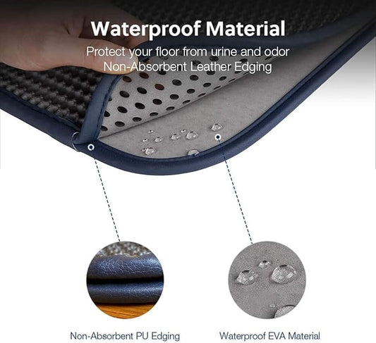 WePet Cat Litter Mat, Kitty Litter Trapping Mat, Honeycomb Double Layer Mats, No Phthalate, Urine Waterproof, Easy Clean, Scatter Control, Catcher Litter Tray Box Rug Carpet