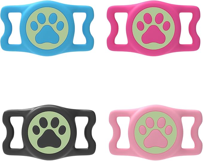 IP68 Waterproof Dog AirTag Holder for Dog Collar, Soft, Stretchy Silicone | Full-Body Protection, Easy Tool-Free Installation, Quiet, No-Dangle Fit, Lightweight, Fits Dog & Cat Collars of All Widths