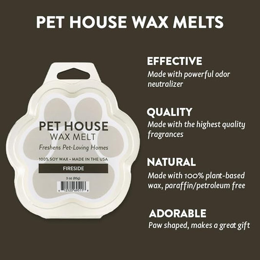 Pet House Fireside Scented Wax Melts - Natural, Long-Lasting, Plant Based Pet Friendly Soy Wax Melts Pack of 2