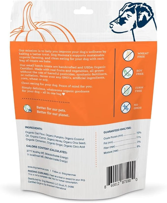Dog Mamma's Organic Pumpkin Snaps Recipe - Certified Organic Dog Treats 6 oz