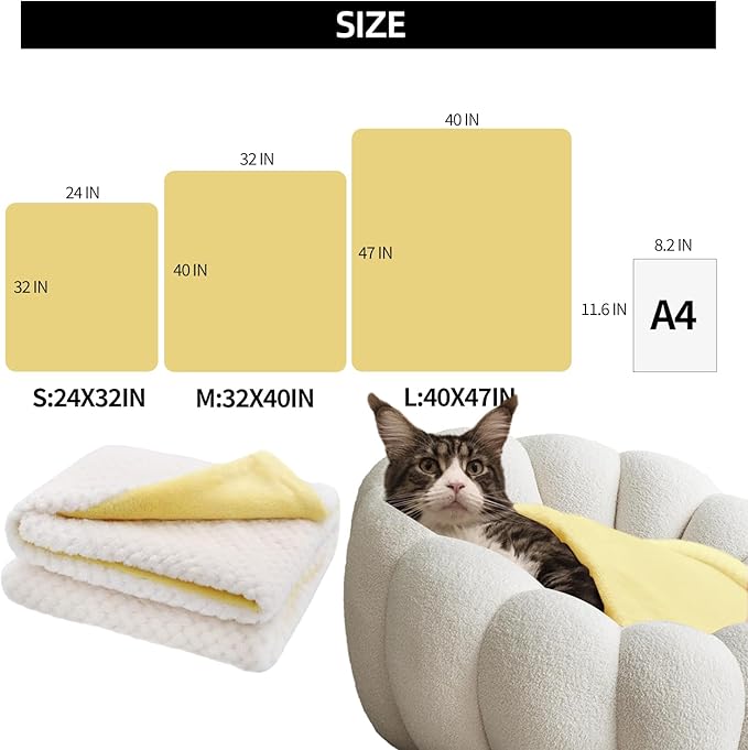furrybaby Dog Blankets for Small Dogs & Cats for Couch, Reversible Flannel Blankets for Pets 24x32 Inch, Cat Blankets for Indoor Cats Washable(White)