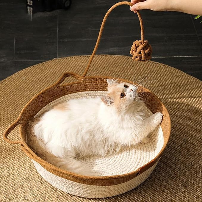 Pet Bed for Cats and Dogs Pet Nest Beds for Indoor Cat Puppies Small Pets Wicker Pet Litter with Handle Cozy Cat Litter Pet Accessories