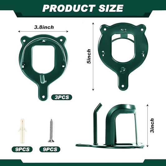 Dunzy 3 Counts Horse Bridle Rack Bracket Bridle Hooks Tack Storage Halter Hanger Metal Holder with Tubes and Screw for Horse Barn Supplies(Dark Green)