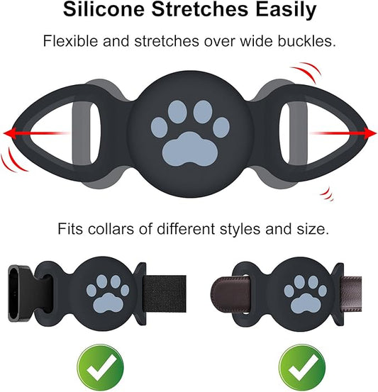 Waterproof Collar Holder Compatible with Airtag Gen 2/ Gen 1, Protective Anti-Lost Dog Collar for GPS Tracker, Silicone Cat Collar Holder for Pets (Black), Medium