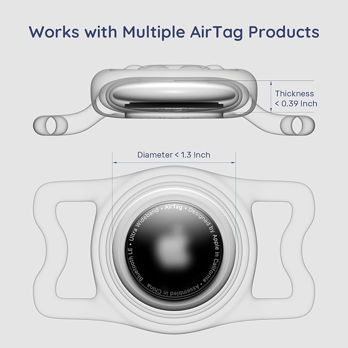 IP68 Waterproof Dog AirTag Holder for Dog Collar, Soft, Stretchy Silicone | Full-Body Protection, Easy Tool-Free Installation, Quiet, No-Dangle Fit, Lightweight, Fits Dog & Cat Collars of All Widths