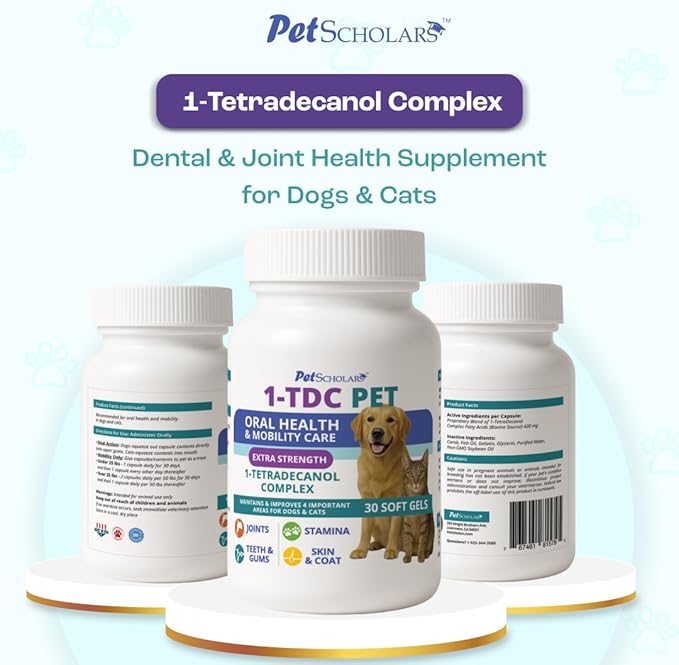 1TDC Dental & Joint Health Softgel Supplement for Dogs & Cats, Supports Oral Health, Stamina, Mobility, Muscle Strength & Recovery, Maintains Skin & Coat Health of Pets (30 Soft Gels)