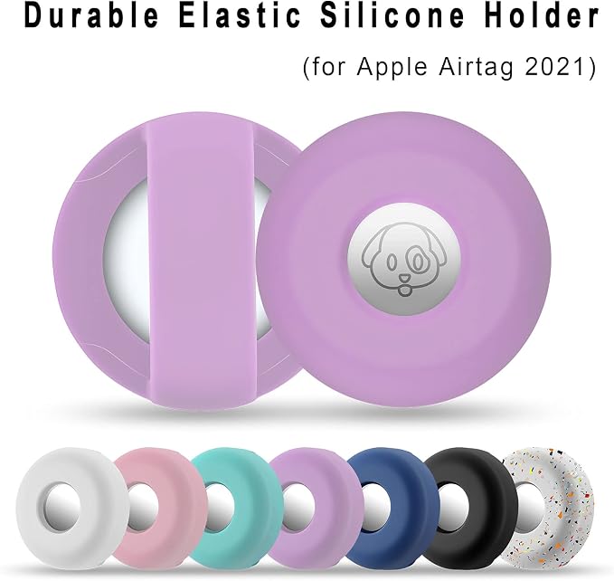 for Airtag Holder for Dog Collar, Cibaabo Silicone Air Tag Case Cover | for 0.8-1.2inch Pet Collar | doesn't dangle | Compact | Easy Installation | Compatible with Apple Airtags