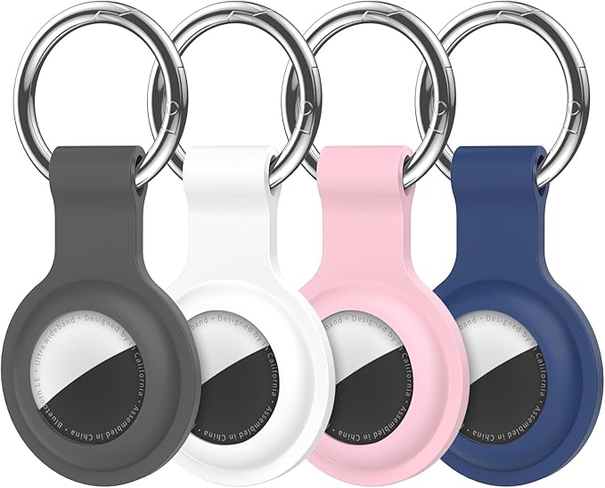 Compatible with AirTag Holder Case Keychain 4 Pack,for AirTag 2nd & 1st Generation Key Chain Ring Case Cover for Air Tag Holder GPS Tracker Air Tag 2nd gen Finders Air Tagholder for Kids,Bags,Luggages