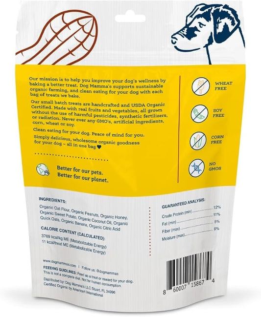 Dog Mamma's Organic Peanut Butter Banana Recipe - Certified Organic Dog Treats 6 oz