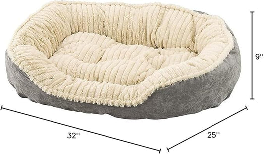 SPOT Sleep Zone Faux Suede Carved Plush Lounger, Cuddler, Napper Dog Bed - Fabric Bottom - 32X25 Inches/Grey/Attractive, Durable, Comfortable, Washable. by Ethical Pets (32930)