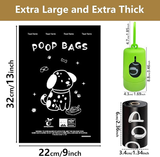 Compostable Dog Poop Bags,450 Count - 100% Leakproof & Biodegradable Dog Bags for Poop,Includes Free Dog Poop Bag Holder & Clip