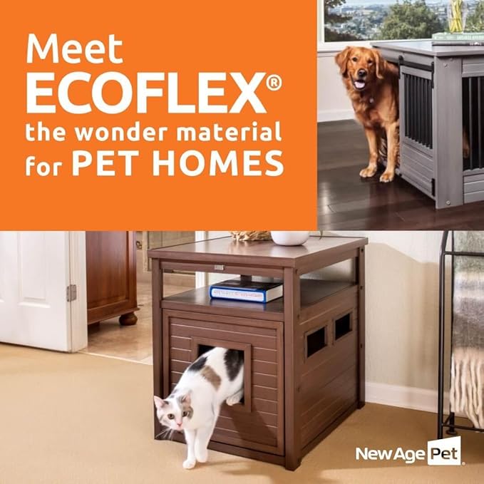 New Age Pet ECOFLEX Litter Loo Standard & Jumbo Sizes, 4 Colors, Moisture and Odor Resistant Enclosure & End Table, No‑Tools Assembly, 10 Year Warranty, Russet Brown, Standard